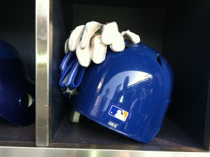 Dillon Gee's helmet and batting gloves