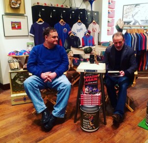 The author sits down alongside the host with the most Amazin' baseball stuff around, Jay Goldberg, at the Bergino Clubhouse.